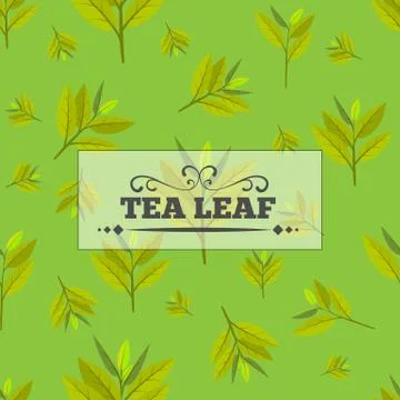 Tea leaf Seamless pattern for your background. Young May month leaf crop. Flat Illustrazione stock