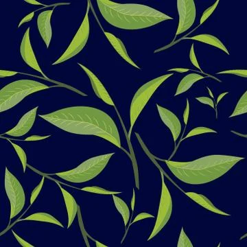 Tea leafs seamless pattern. Stock Illustration