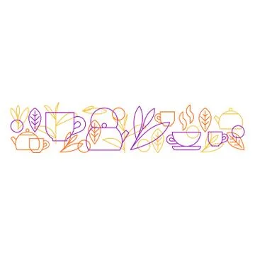 Tea leaves decoration pattern and background Stock Illustration