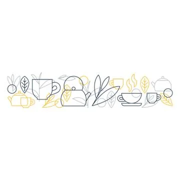 Tea leaves decoration pattern and background Stock Illustration