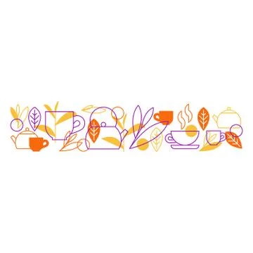Tea leaves decoration pattern and background Stock Illustration