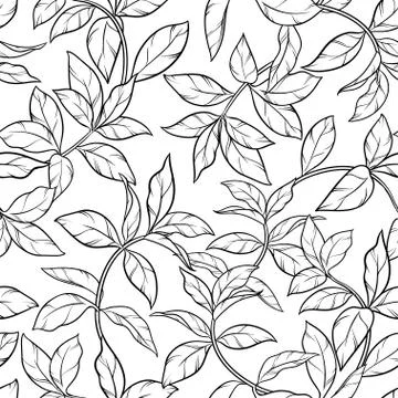 Tea leaves seamless pattern Stock Illustration