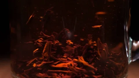 Tea Leaves In Water Stock Footage 75930442