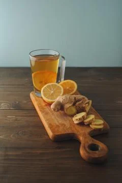 Tea with lemon and ginger Stock Photos