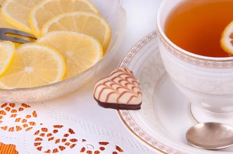 Tea with lemon Stock Photos