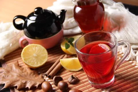 Tea with lemon Stock Photos