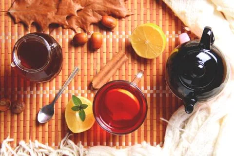 Tea with lemon Stock Photos