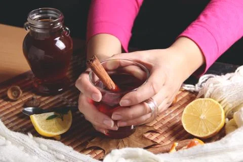 Tea with lemon Stock Photos