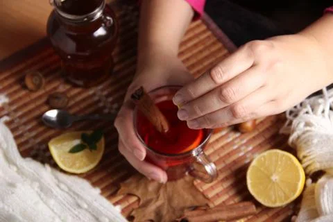 Tea with lemon Stock Photos