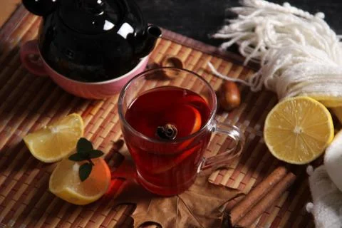 Tea with lemon Stockfoto's