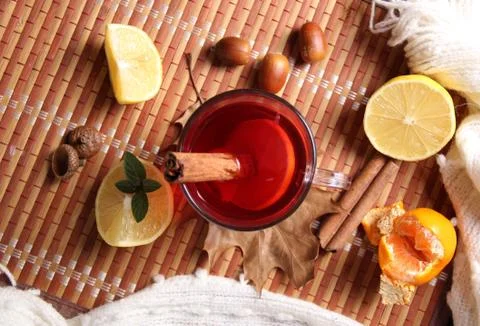 Tea with lemon Stockfoto's