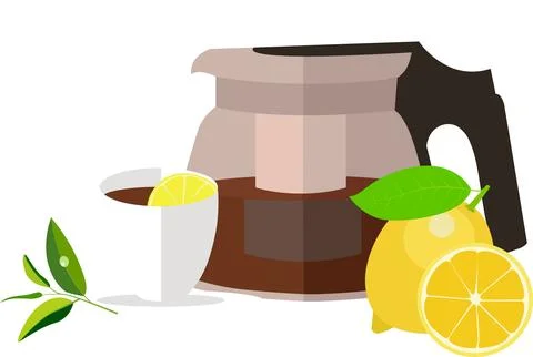 Tea with lemon vector icon isolated on white Stock Illustration