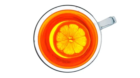 Tea with lemon. View from above. Creative background video Video stock 130091736