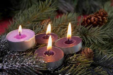 Tea light advent candles Foto stock