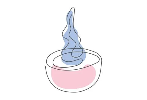 Tea light candle with blue flame. Burning decorative aromatic candle. Continu Stock Illustration
