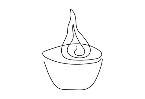 Tea light candle with flame. Burning decorative scented candle candle. Contin Stock Illustration