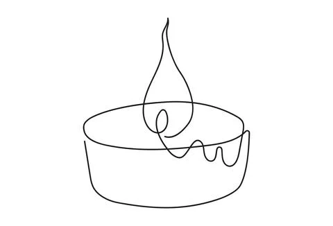 Tea light candle with flame. Burning decorative aroma candle. Continuous on.. Stock Illustration