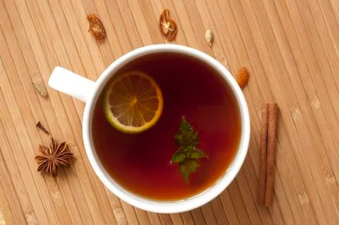 Tea with lime and mint Stock Photos