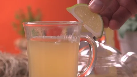 Tea with lime Stock Footage 96207344