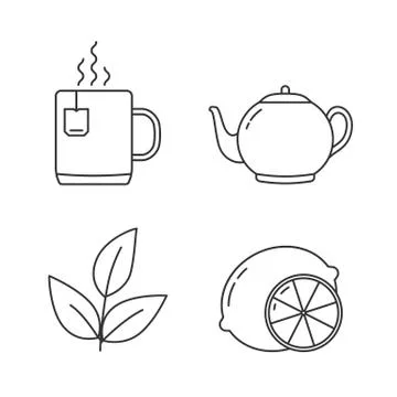 Tea Line Icons Illustrazione stock