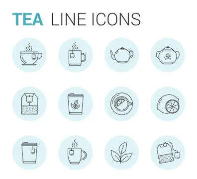 Tea Line Icons Stock Illustration