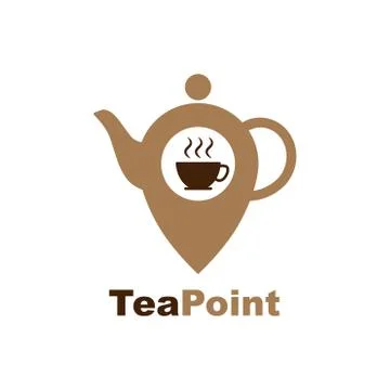 Tea location icon. Map pointer with teacap icon. Pin map symbol in style design 스톡 일러스트