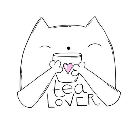 Tea lover cat Stock Illustration