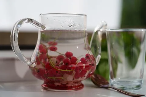 Tea made from red currant berries. Fotos Stock