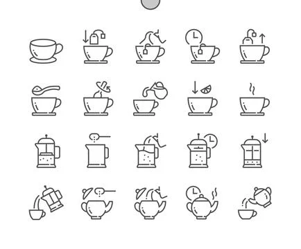Tea making steps. Tutorial. Cup and mug. Illustrazione stock