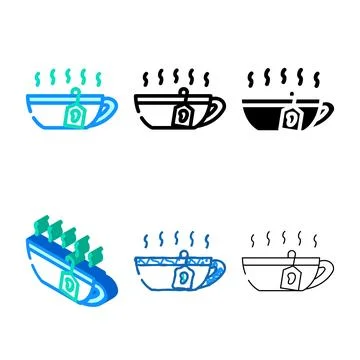 Tea mango color icon vector pack line Stock Illustration