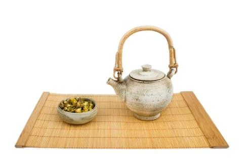 Tea Mat With Tea Set Stock Illustration