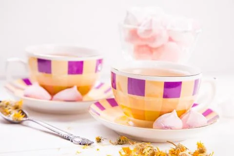 Tea with meringue Foto stock