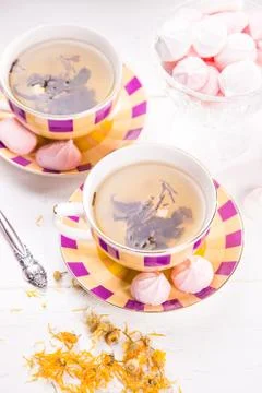 Tea with meringue Foto stock
