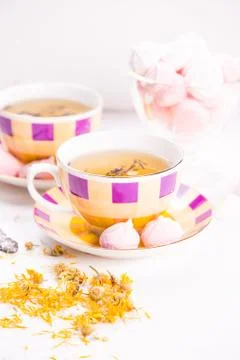 Tea with meringue Stock Photos
