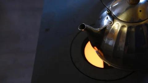 Tea in a metal teapot Stock Footage 71831332