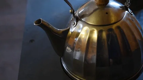 Tea in a metal teapot Stock Footage 71831393
