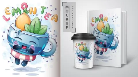 Tea with Mint and Lemon poster and merchandising Stock Illustration