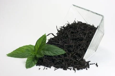 Tea with mint, ceylon, black tea Stock Photos