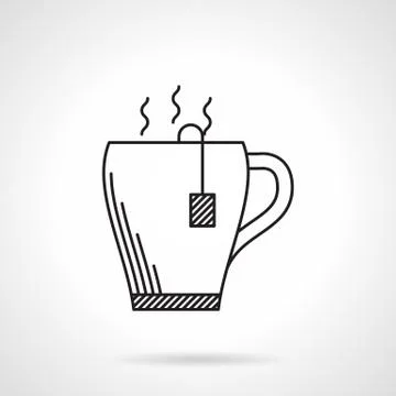 Tea mug black line vector icon Stock Illustration