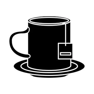 Tea mug drink in dish icon Stock Illustration