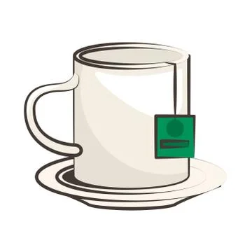 Tea mug drink in dish icon Stock Illustration