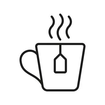 Tea mug drink icon features a warm and cozy design, perfect for tea shop br.. Stock Illustration