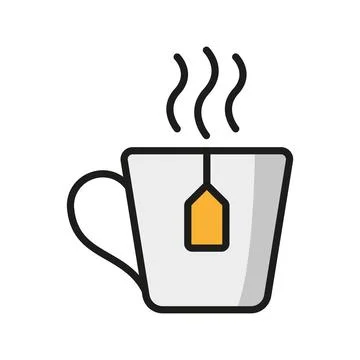 Tea mug drink icon features a warm and cozy design, perfect for tea shop br.. Stock Illustration