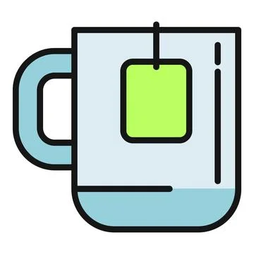 Tea mug icon with brewing herbal teabag Stock Illustration