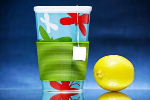 Tea mug with lemon. 写真素材