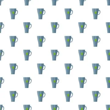 Tea mug pattern with green tea bag design Stock Illustration