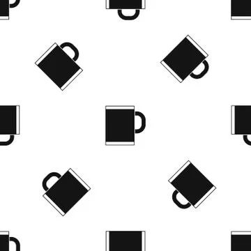 Tea mug pattern seamless black Illustrazione stock