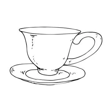 Tea mug with a saucer. Stock Illustration