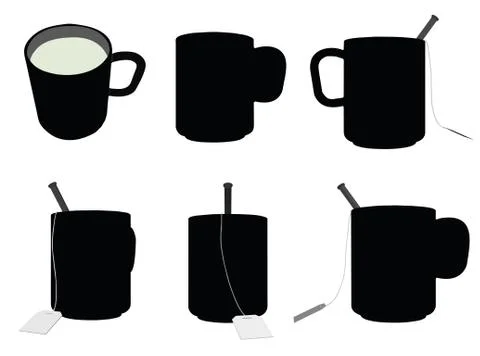 Tea mug silhouette on white background Stock Illustration
