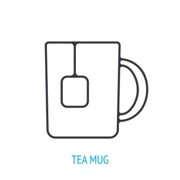 Tea mug with tea bug. Outline icon. Vector illustration. Cup of hot tea. Stock Illustration